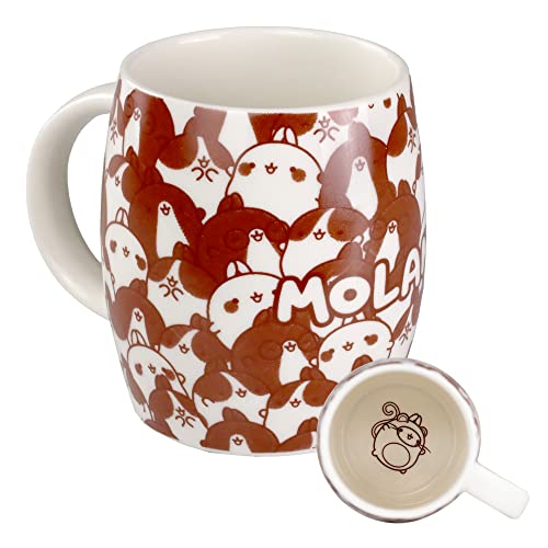 6vibes Molang - Taza grande de porcelana (400 ml), diseño de ratón, taza con diseño de Piupiu