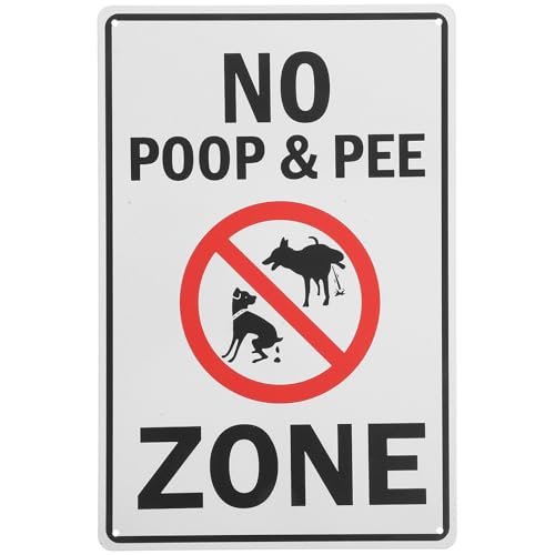 OUNONA Outdoor Dog No Peeing Pooping Sign 11.81X7.87 Inch Metal Warning Sign for Garden Lawn Park Dog Walking Warm Tip