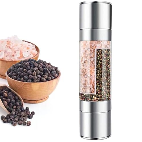 Salt and Pepper Shakers Grinder Set,2 in 1 Salt Grinder Refillable Shaker