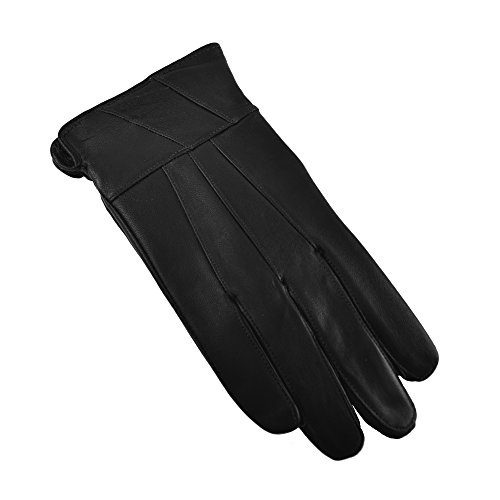 Image of RJM Ladies Coloured Soft Leather Gloves Black Medium/Large