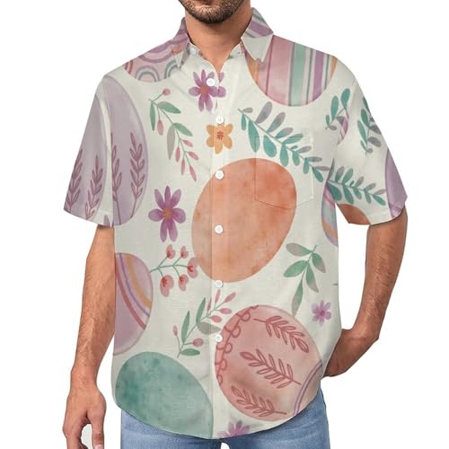 Chemise homme humour aux motifs d'œufs de Pâques pour un été décontracté