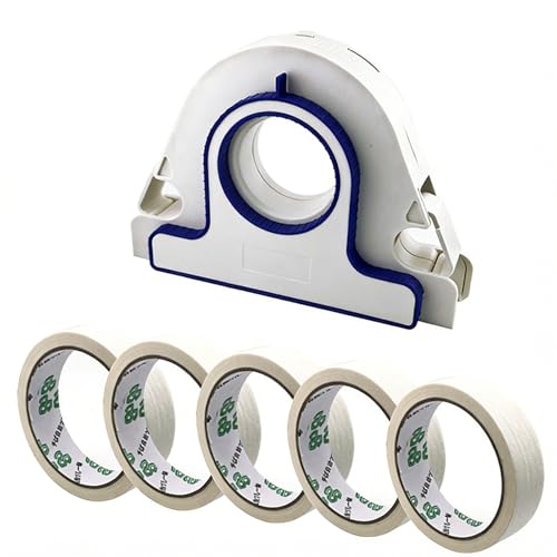 Painters Tape Applicator, Masking Tape Dispenser, Sticker Trim Tool Tape Machine for Window Wall Floor and Door Frame Painting (1 Tool and 5 White Tapes)