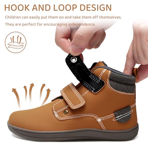 WateLves Toddler Little Kids Wide Barefoot Shoes Girls Boys Fashion Boots High Top Hook and Loop Sneaker Casual Lightweight Walking Shoes3