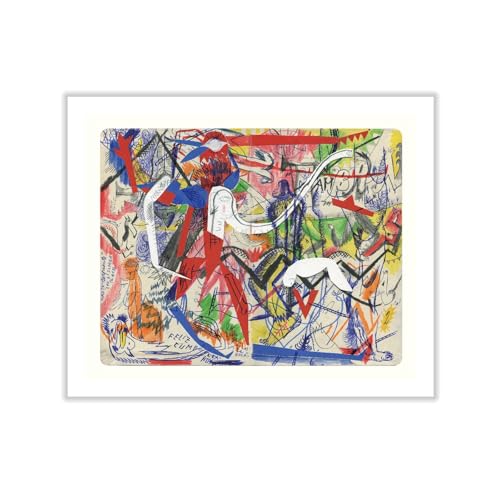 Monem Art Abstract Mixed Media Collage Print - Colorful Art Journal Poster - Wall Decor for Living Room, Bedroom or Office - 30x40 ROLLED CANVAS Wall Art by Leonardo Flores