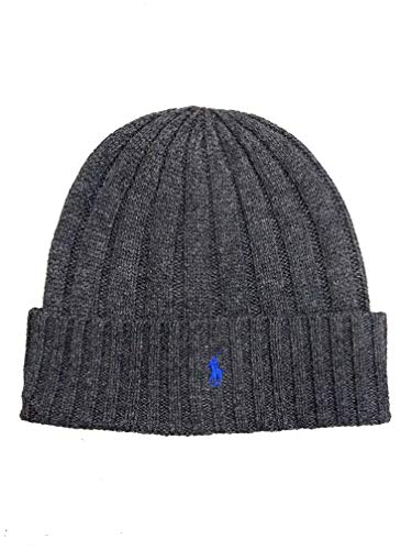 Polo Ralph Lauren Lambs Wool Beanie Hat Cap-Dark Gray/Blue