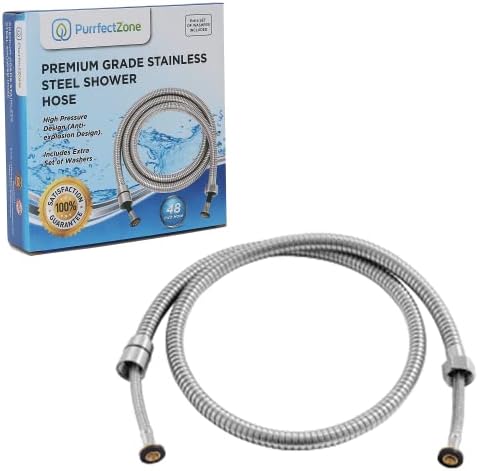PurrfectZone Shower Hose Replacement - perfect for Shower or Bidet Sprayer, easy installation (48 inch, Brushed Nickel)