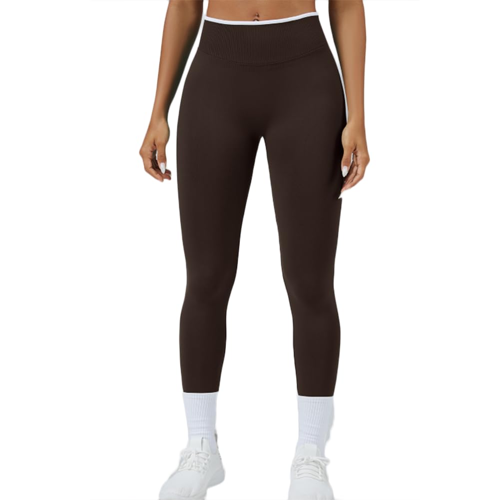 Women's High Stretch Workout No Front Seam Sports Leggings Scrunch Butt High Waist Gym Fitness Pants Seamless Yoga