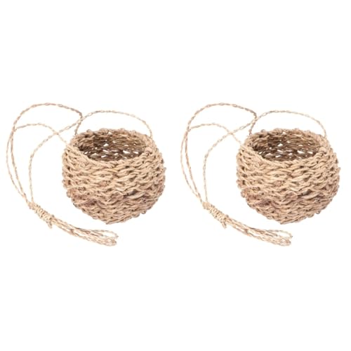 Amosfun Handgewebter HäNgekorb 10X10X7 CmPflanzen Aufbewahrungskorb FüR Innenbereich Vielseitige Nutzung Als Blumentopf Halter Und AufbewahrungslöSung
