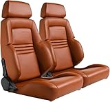 Jiabeir Universal Classic Plain Brown PVC, 165° Adjustment, Old Fashioned Racing Seats Pair For Car Use, Not Including Seat Bracket (Brown)
