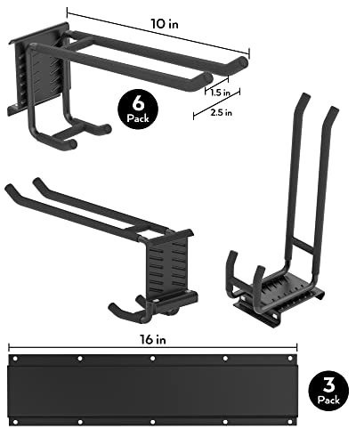 Incly Garage Organization Storage Wall Mount, Garden Tool Organizer Systems, 48 Inch Heavy Duty Tool Storage Rack For Garage Wall With 6 Adjustable Hooks And 3 Rails #TOP3