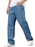 Haloumoning Boys Baggy Jeans Kids Casual Straight Leg Loose Fit Denim Pants with Pockets 5-14 Years Light Blue