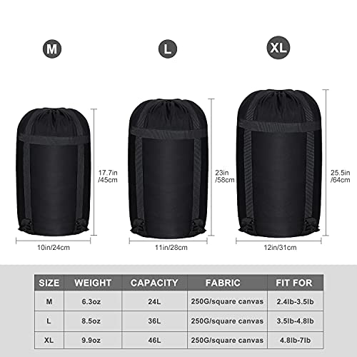 Compression Stuff Sack, Tear Resistant Sleeping Bag Compression Sack, 24L 36L 46L Lightweight Compression Storage Bag, Space Saving Gear For Camping, Backpacking, Hiking, Outdoor (24L, Canvas) #TOP6