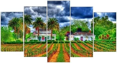 Tableau sur toile 5 pièces paysage idyllique pour habiller un grand mur vide de salon