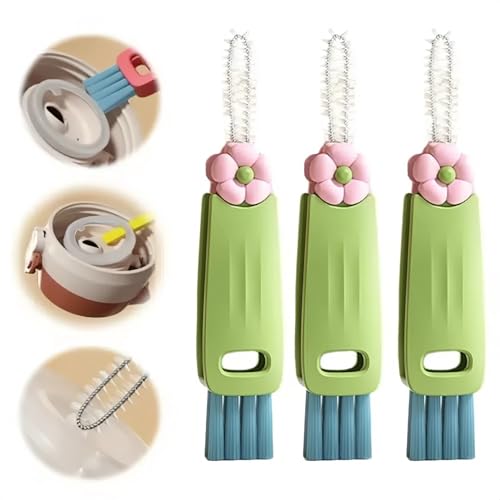 Image of 3 in 1 Cup Lid Cleaning Brush, 2025 New Multifunctional Water Bottle Cleaner Brush Set for Bottle Gap Tight Spaces Cup, Portable Cup Lid Gap Cleaner, Home Kitchen Crevice Brush Tools