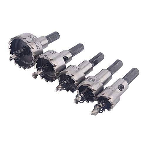 uptodateproducts 5Pcs 16-30mm HSS Hole Saw Cutter, Drill Bits Set