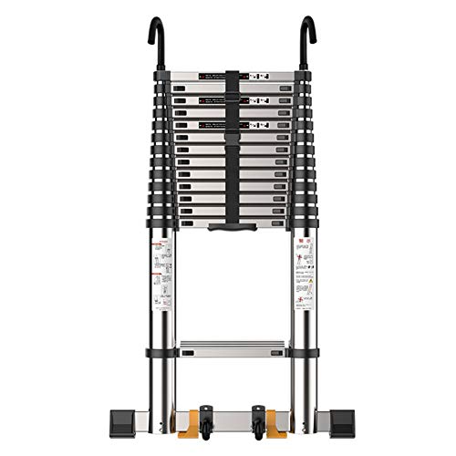 Escalera Telescópica Aluminio Escalera con Ganchos y Barra Estabilizadora,De Múltiples Fines Desván Ático/Azotea/Exterior/Industrial (Size : 3.9m/12.8ft) Cover
