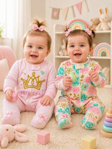 Image of TuddyBuddy Baby Girl's Cotton Printed Full Sleeves Sleepsuit /Footed Rompers for Baby Girl