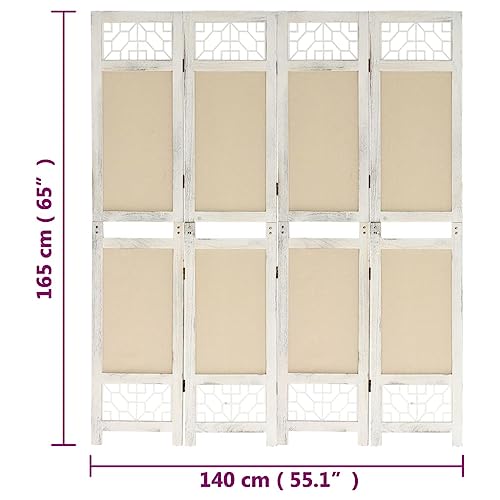 Paravent stable et peu encombrant 4 panneaux crème en tissu lavable - 7