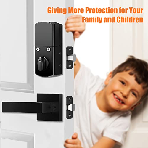 Keyless Entry Door Electronic Keypad Deadbolt Lock And Handle Set, Front Door Lock Set For Left Or Right-Hand Doors, Auto Lock, Easy To Install, 50 User Password Black #TOP6