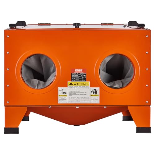 VEVOR 25 Gallon Sandblasting Cabinet, 40-120PSI Portable Benchtop Sand Blasting Cabinet, Heavy Duty Steel Sand Blaster with Blasting Gun & 4 Ceramic Nozzles for Paint, Stain, Rust Removal