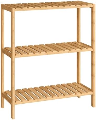 SONGMICS Bamboo Storage Shelf, 3-Tier Shelving Unit, Multifunctio...