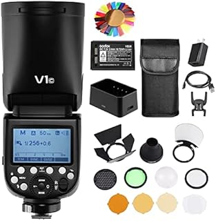 Godox V1 V1-C Flash for Canon Camera Speedlight with Godox AK-R1 Accessories kit, 2600mAh Li-ion Battery TTL 76Ws 2.4G, 1/8000 HSS, 1.5 sec. Recycle Time On-Camera Round Head Flash Speedlite