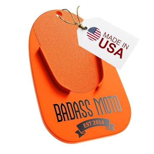 Badass Moto Motorcycle Kickstand Pad - Kick Stand Puck, Coaster Plate for Harley Davidson, Touring & Sport Bikes - Motorcycle Accessories for Grass, Dirt, Hot Pavement Parking Pad, Made in USA, Orange