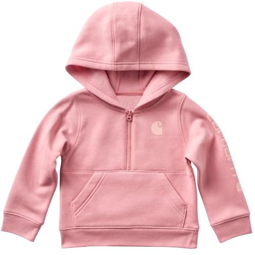 Carhartt Baby Girls Half-Zip Logo Sweatshirt, Rosette, 2 Years