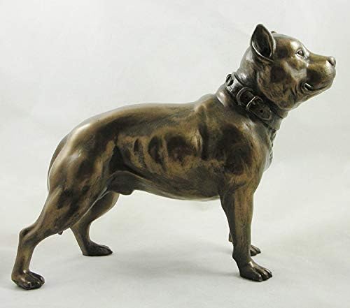 MALE PIT BULL TERRIER FIGURINE Bronze Finish Sculpture PITBULL DOG ORNAMENT - 01600