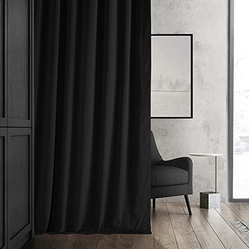 HPD Half Price Drapes Signature Velvet Thermal Blackout Curtains for Living Room 84 Inch Long (1 Panel) Rod Pocket Insulated Blackout Curtains for Bedroom Window Curtains, 50W x 84L, Warm Black