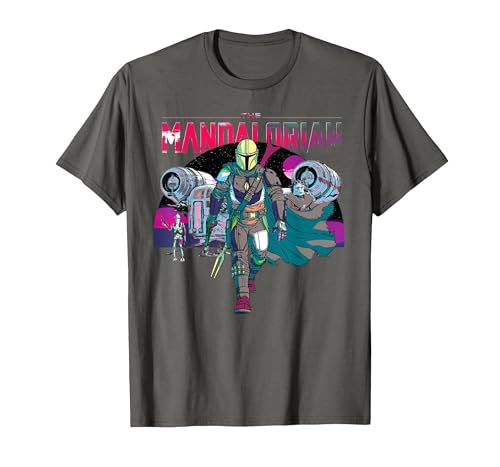 Image of Star Wars The Mandalorian IG-88 Neon Poster T-Shirt, Men, Asphalt Grey, X-Large