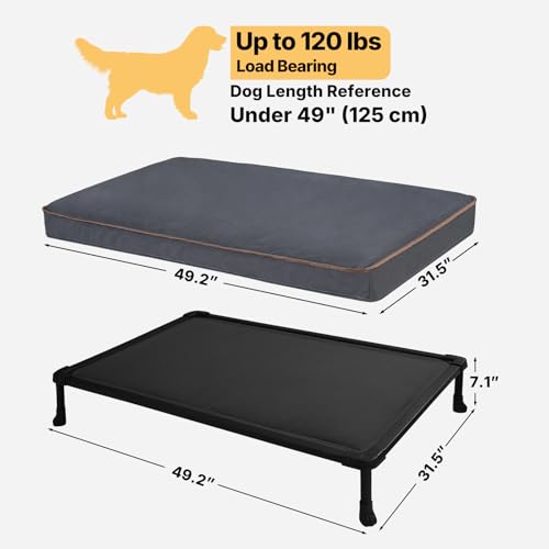 Veehoo Chew Proof Elevated Dog Bed, Indestructible Raised Dog Bed with Exclusive Cover, Washable Orthopedic Padded Pet Cot for Indoor & Outdoor, Extra Large Dog Bed 49" x 32", Dark Grey by Veehoo - Image 6