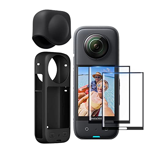 Cynova Insta 360 X3 Lens Cap Protector,Silicone Case Tempered Glass Protector Set For Insta360 X3 Accessories #TOP3
