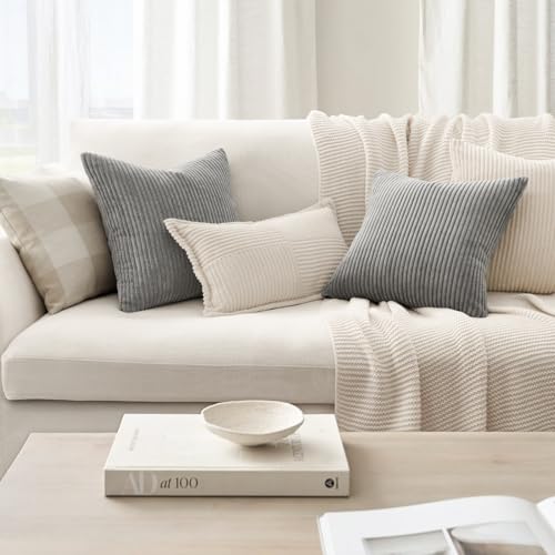 Image of Topfinel Decorative Throw Pillow Covers Cushion Cases, Set of 4 Soft Velvet Modern Double-Sided Designs, Mix and Match for Home Decor, Pillow Inserts Not Included (22x22 inch, Grey)