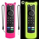 [2 Pack] WEVOVE Firestick Remote Cover Compatible with Alexa Voice Remote 4k/Max/Lite (3rd Gen), Firesticktvs Remote Case with Wrist Strap, Fire Stick Cover Glow in The Dark