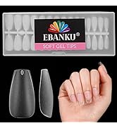 EBANKU 450 Stück Nagel Tips, Full Cover Soft Gel Tips Pre-Buff Fake Nail Tip No-File Nagelspitzen...