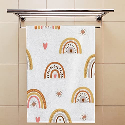 Kttytt Hand Bath Towels Set Of 2 Modern Pastel Rainbows Boho Style Comfortable Soft Polyester Microfiber Bath Towel For Home Hotel Bathroom 15 X 30 Inch #TOP3