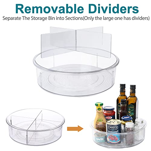 Lotfancy Lazy Susan Organizer, Pack Of 2, 12” And 10” Round Lazy Susan Turntable For Cabinet, Clear Plastic Rotating Storage Container For Table, Pantry #TOP2