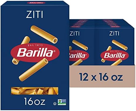 Barilla Ziti Pasta, 16 oz. Boxes (Pack of 12) - Non-GMO Pasta Made with Durum Wheat Semolina - Kosher Certified Pasta