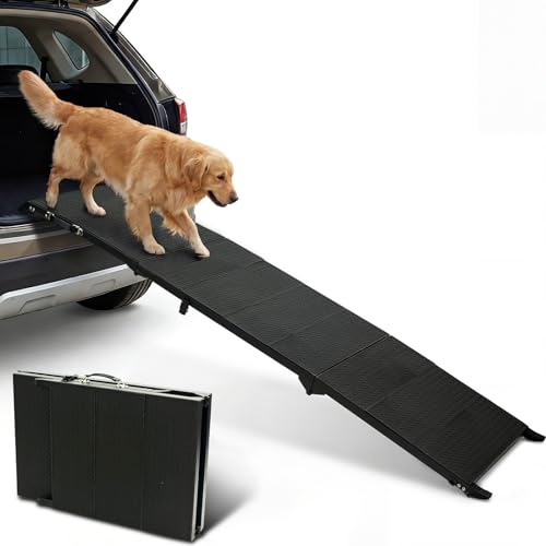 71" Long Dog Ramp for Car, Folding Pet Ramps for Large Dogs with Non-Slip Surface, Portable Dog Car Ramp for Car SUV & Truck Up to 350LBS by Niubya - Used condition - US$64.47