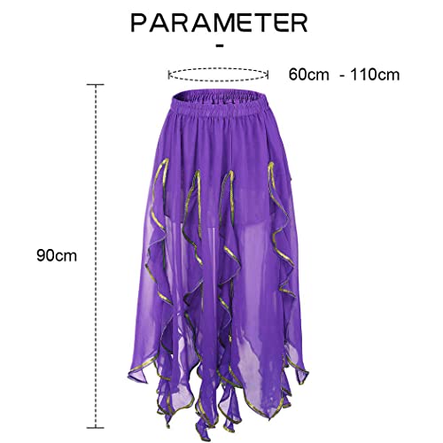 Victray Belly Dance Skirt Long Dancing Skirts Layered Performance Skirt Party Festival Costume For Women And Girls (Purple) #TOP1