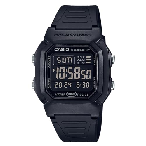 Casio W800H black digital watch on resin strap