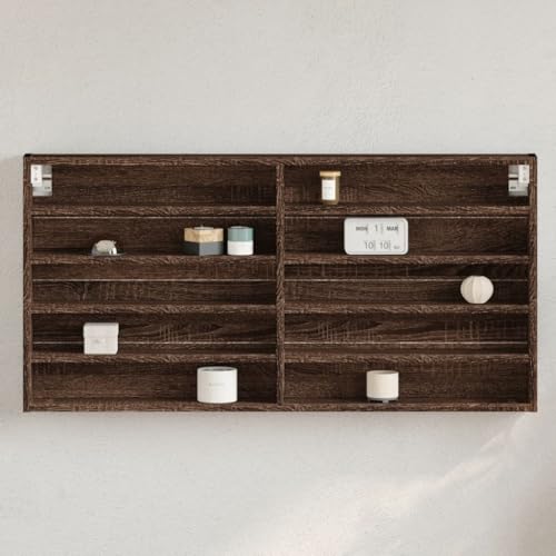 Myheimly Vitrinenschrank, Sammlervitrine, Hängevitrine Wandregal für Wohnzimmer, Wandvitrine Hängeregal Braun Eichen-Optik 100x8,5x50 cm Holzwerkstoff Myheimly Vitrinenschrank, Sammlervitrine, Hängevitrine Wandregal für Wohnzimmer, Wandvitrine Hängeregal Braun Eichen-Optik 100x8,5x50 cm Holzwerkstoff