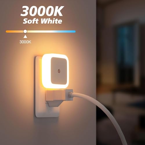Image of HEMOVIA Plastic Smart Night Sensor Light | Automatic ON /Off Dim LED | Sensor Energy-Efficient | Bedroom Lights |0.5W Night Light |Daily Use for Home Stairs, Kitchen, Bathroom Pack-6, White