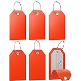 Mini Luggage Tag with Full Privacy Cover and Stainless Steel Loop (6pk, Orange)