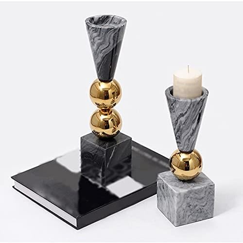 Candle Holderss Marble Candle Holder Living Room Dining Table Lamp Luxury Room Decoration Simple Modern Stainless Steel Ball Decorative Candlestick (Color : A)