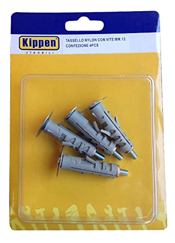 kippen 9021A2 Kit Composto da 4 Tasselli per Fissaggio ad Espansione da mm.12 con Vite e Rondella
