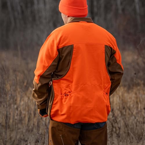 Gamehide Brush Breaker Upland Pheasant Hunting Cotton Canvas Jacket With Game Bag (Large, MarshBrown/Orange)
