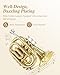 Eastar Pocket Trumpet B Flat Brass Bb Pocket Trumpet with Mouthpiece 7C, Cleaning Cloth, Hard Case, Gloves, Full Kit, Gold Lacquer, ETR-330