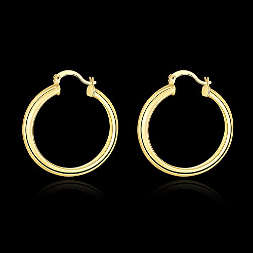 Nabtyjc Howllow 14K Gold Plated Thick Chunky Gold Hoop Earrings For Women Girls 7Mm #TOP3